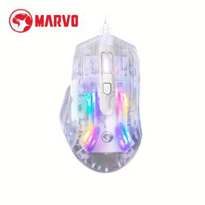 TEMU MARVO M413 프리즘 40 게이밍 투명 마우스 RGB 러닝 라이트 유선 마우스 6버튼 조절 가능한 DPI 마우스, 게임용 PC/노트북 컴퓨터용, 에르고노믹 디자인, 선물용