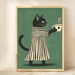 TEMU 12x16 인치 블랙 카트 커피 캔버스 아트 - 드레스 일러스트레이션으로 레트로 그린 벽 장식, 주방, 거실, 사무실, 또는 카페, 침실 아트워크에 적합한 프레임 없는 빈티지 인스피어드 포스터 | 카트 아트 | 프레임 없는 포스터, 카트 장식, 2D 플랫, 방 장식에 완벽합니다.