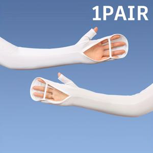 TEMU 2pcs 여성용 아이스 슬리키 섬유 재질 팔 슬리브 - 통기성, 루즈핏 여름 장갑, 운전 및 사이클링용, 라이트 그레이 및 화이트, 캐주얼 스타일, 사이클링 액세서리, 세련된 디자인, 유연한 재질|팔토시