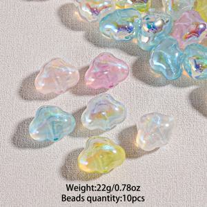 TEMU 10개 15mm x 18.6mm 아BS 구름 모양 비즈 - 이리데센트 마감 & 사전 천공, 양면 코팅 파스텔 컬러 DIY 주얼리 만들기, 목걸이, 귀걸이, 팔찌 공예용품, 내구성 있는 핸드메이드 액세서리 비즈