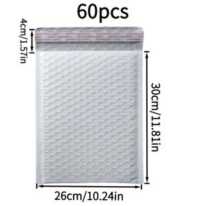 TEMU 60pcs 화이트 버블 кур리어 가방 - 우수한 자체 밀봉 두꺼운 폴리에틸렌 배송 봉투 - 의류, 화장품 및 백화점 품목을 보내기 위한 상업용 보호 포장, 우편 용품, 미니멀 디자인, 내구성 있는 폴리에틸렌|방수가방