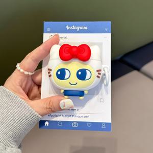 TEMU 레드 보우 큰눈 고양이 이어폰 케이스 - for 1, 2, 3, 4 Pro & 2용, 귀여운 이어팟 케이스, iPod Pouch, 재미있는 에어팟 커버, 기기 보호대, 플레이풀한 액세서리, 스타일리시한 Hard Shell, 미끄럼방지 그립, 완벽한 핏, 안전한 클로저, 음악과 테크를 사랑하는 분들을 위한 제품