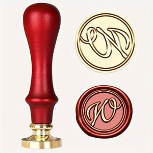 TEMU 26피스 알파벳 A-Z 씰링 왁스 스탬프 키트, 레드우드 손잡이와 청첩장용 구리 타원형 헤드, 편지 씰링 및 맞춤형 모노그램|실링왁스