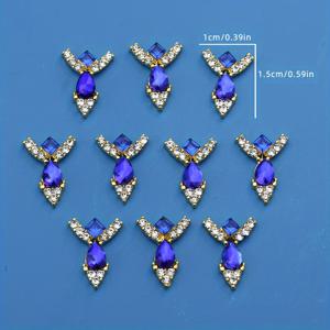 TEMU 10pcs 합금 네일 찬스, 금색 및 은색 라인스톤 네일 아트 장식, DIY 네일 보석, 창의적인 네일 디자인 용품을 위한 무향 네일 드릴