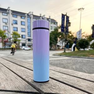TEMU 1개 그라데이션 스테인리스 스틸 보온 보냉 물병, 비즈니스 및 여행용 304 진공 플라스크, 휴대용 무충전 열전달 컵