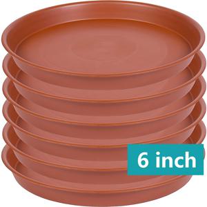TEMU 6-Pack 6-인치 둥근 플라스틱 식물 접시, 고성능 화분 받침, 실내 화분 접시, 조류 목욕, 점토 색상 도자기 모양 화분 받침, 정원 및 잔디 장식용