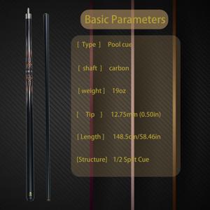 TEMU 12.75mm 팁 고품질 다층 탄소 섬유 및 유리 섬유 빌리어 큐, 금속 패턴, 노란색, 미국 9-볼 및 오픈 풀 팬을 위한 완벽한 제품