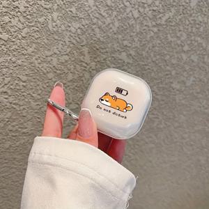 TEMU 코기 패턴 TPU 이어폰 케이스, 삼성 갤럭시 버즈 라이브/버즈 2 호환 보호 쉘, 분리 가능한 버즈 프로 소프트 보호 커버