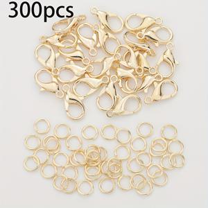 TEMU 300개 쥬얼리 만들기 키트, 100개 랍스터 걸쇠 & 200개 점프 링, 아연 합금, DIY 팔찌 목걸이 귀걸이 액세서리, 가방 팩