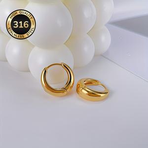 TEMU 일상적인 외출, 식사, 결혼식, 그리고 연인에게 가장 아름다운 선물을 주는 데 적합한 방역성 18K 금박 스테인레스 스틸 호프 귀걸이