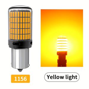 TEMU 오프라 2X 고출력 LED 자동차 조명 - 1156 PY21W, 1157 BAY15D, P21/5W, 150x4014 SMD, 캔버스 호환 전후면 전구, 7440 & 7443, 모든 차량에 적합, 블랙 하우징의 밝은 노란색 빛, 차량 조명 업그레이드 | 세련된 전구 디자인 | 고품질 자동차용 전구