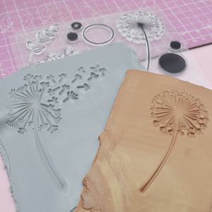 TEMU 폴리머 클레이 및 세라믹 도자기용 실리콘 민들레 엠보싱 템플릿 - 재사용 가능한 질감 인상, DIY 아트 공예, 혼합 색상