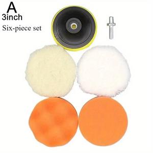 TEMU 6pcs 자동차 폴리싱 키트, 3/4 인치 소프트 양털 패드, 왁싱 및 폴리싱 버퍼 디스크, 스크래치 제거 도구, 코드리스 전기 드릴 액세서리, 가정 개선 도구 Se