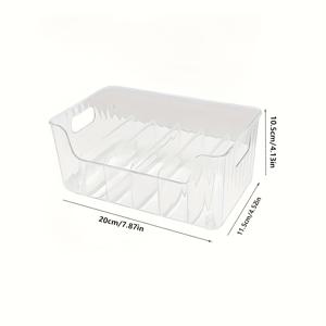 TEMU 1pc Awaiano 투명 플라스틱 조미료 보관함, 조절 가능한 분리기 - 스파이스, 스낵 및 소형 아이템을 위한 다용도 주방 정리함 - 카운터탑, 냉장고, 캐비닛 및 거실 표면용 분리기 분리 가능 - 가정 및 캠핑 보관, 냉장고 정리 | 투명 정리함 | 내구성 있는 플라스틱 보|냉장고|김치냉장고|냉동고