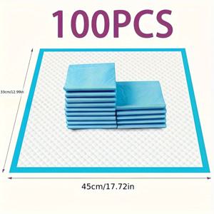 TEMU 100팩 애완동물 기저귀 13인치 x 17인치 초흡수 강아지 훈련 패드 일회용, 강아지 | 고양이 | 토끼에 적합|배변패드