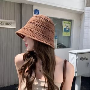TEMU 2025 신상 여름용 통풍형 낚시모자, 여성용 얇은 썬햇, 패션 바스켓 모자, 통통 버킷햇|모자|벙거지모자|여름모자