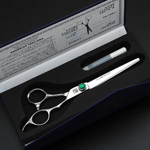 TEMU 일본 수입 7인치 카미소리 다이키 전문가용 헤어 씬닝 가위 - 440C 스테인리스 스틸, 곱슬/웨이비 머리카락을 위한 초경량 컷팅, 오른손잡이 디자인 그린 젬스톤 액센트 & 선물 상자 포함, 프로페셔널 헤어 가위, 슬림 메탈릭 마감, 인체공학적 편안한 그립