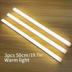 TEMU 3pcs USB 충전식 LED 모션 센서 조명 바 - 흰색 및 따뜻한 빛, 부드러운 빛 눈 보호, 부드럽고 번뜩하지 않음, 고품질 LED, 내구성 및 신뢰성, 전선 없이 쉬운 설치, 주방 캐비닛, 계단, 복도, 옷장, 실내 모션 센서 조명, 계단 조명 | 현대 조명 | 내구성 있는 플라스틱, 가정 장식용 LED 조명