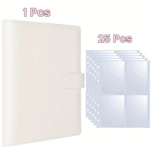 TEMU 1개 A5-PUPU PU 가죽 루즈리프 포토 앨범, 4칸 PVC 단면 내부 페이지 25장 포함, 아이돌 카드 수집용 3인치 컬렉션 북, DIY 여행 일기, 핸드메이드 사진 앨범, 미니 영화 및 가족 사진 및 기념일 사진에 사용|다이어리|일기장