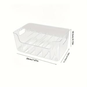 TEMU 1pc 투명 플라스틱 향신료 보관함, 조절 가능한 디바이더 - 조미료, 스낵 및 작은 물건을 위한 다용도 주방 정리함 - 카운터탑 사용에 적합, 분리 가능한 향신료 랙, 대용량 냉장고, 캐비닛 및 거실 카운터탑 보관함, 주방 및 야외 캠핑용 향신료 보관함, 냉장고 액세서리, 냉장고 보관에 완벽한 선택|냉동고|캠핑냉장고