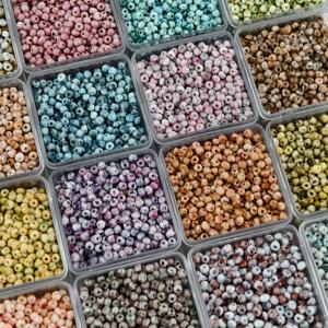 TEMU 2000개 4mm 20색상 조합 팩 초고급 피카 컬러 유리 쌀 비즈 수제 DIY 비즈 루즈 비즈 팔찌 목걸이 반지 액세서리 재료 비즈, 보석 만들기 용품