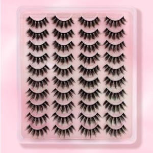 TEMU 20 쌍 밍크 속눈썹, 자연 프랑스어 속눈썹, 푹신한 덤불 속눈썹 확장 메이크업 도구