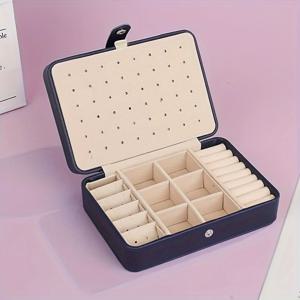 TEMU 1pc 럭셔리 여행 보석 상자 - 분홍색 인조 가죽 휴대용 정리함, 귀걸이, 반지, 목걸이 및 액세서리용 다중 구획 - 침실, 욕실, 주방 및 가정용 스타일리시 아세틱 장식, 보석 상자 정리함, 보석 디스플레이 케이스, 장식 보관함, 합성 인조 가죽 외부|링귀걸이