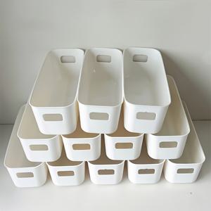 TEMU 손잡이가 있는 스택 가능한 플라스틱 보관 상자 12개 세트, 문구류, 화장품, 양말, 속옷용 내구성 컨테이너, 공간 절약형, 가정 및 사무실에 적합한 다기능 정리 바구니