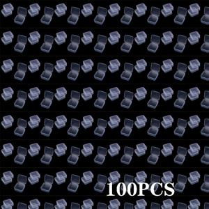 TEMU 보석함용 투명 플라스틱 상자 100개, 귀마개 박스 액세서리 미니 정리함, 낚시바늘 보관함(5.5cm / 2.17인치)