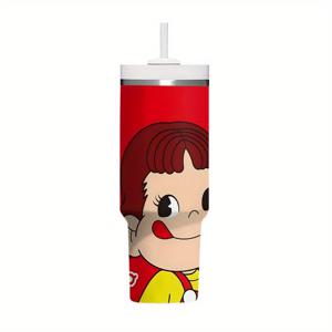 TEMU 1개 40oz 페코 캐릭터 프린트 스테인리스 텀블러, 이중벽 진공 단열 방수 뚜껑 & 빨대 포함, 생동감 넘치는 레드 디자인 - 사무실, 가정, 파티용, 부활절, 어머니날, 아버지날 선물 추천, 내구성 있는 재사용 가능한 음료 용기, 직장인을 위한 장난스러운 음료 컵|텀블러