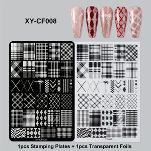 TEMU 1pc 3D 추상 웨이브 라인 네일 아트 템플릿 - 기하학적 그리드 패턴, 프랑스 프린팅 스텐실, 전문 매니큐어 및 페디큐어, 하이포알러지네이티브 네일 스탬핑 도구, 네일 테크 액세서리, 매니큐어 필수품, 우아한 매니큐어, 세부적인 공예, 미용 도구, 살롱 전문가|네일아트