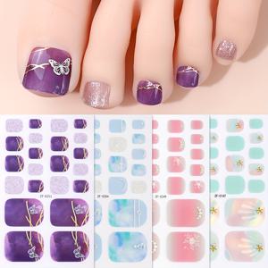 TEMU 4개입 3D 발톱 스티커, 여름 글리터 나비 꽃 무늬 자가 접착 풀 랩, 여성용 일상 네일 아트 DIY 소품|네일스티커