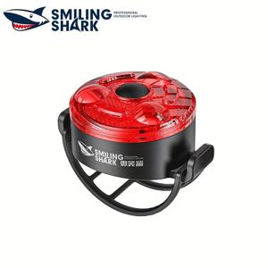 TEMU 스마일링 샤크 CWD400 자전거 조명, 작은 자전거 꼬리 조명, 빨간 경고 손전등, 고무 바인딩 스트랩이 있는 라이딩 조명, 3가지 모드, Type-C 충전식, 휴대용 및 경량, 야간 자전거 타기에 이상적