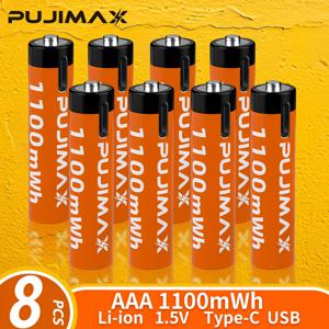TEMU PUJIMAX AAA 1.5V 2/4/6/8/12개입 1100mWh Type-C 충전기, 지능적이고 안전한 고속 충전 기능, 완충 시 자동 정지, 1.5V 상수압 출력. 다양한 가전제품, 손전등, 야외용, 전자기기 및 장비에 적합, 고효율 내구성 및 긴 수명|보조배터리|후레쉬