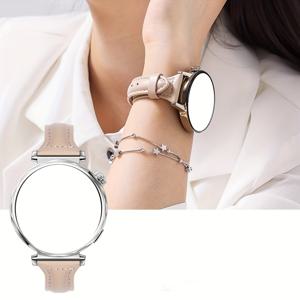 TEMU 여성용 라이트 럭셔리 합성 가죽 시계 밴드 - 조절 가능한 20mm/22mm 소형 허리 스트랩, 삼성 4/5/6/7/클래식/Gear S3/액티브 2 & 화웨이 워치 GT2/2E/프로 호환 - 내구성 있는 스타일리쉬 교체 스트랩, 스마트워치 밴드, 다목적 액세서리, 세련된 메탈릭 플레이트 장식