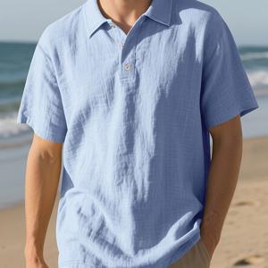 TEMU 남성 영국 스타일 린넨 셔츠 - 통기성, 편안한 핏, 단추가 있는 칼라 - 여름, 해변, 또는 캐주얼한 옷에 완벽 - 이상적인 선물, 캐주얼한 여름 옷|영국 스타일 셔츠|내구성 있는 캐주얼 옷|린넨