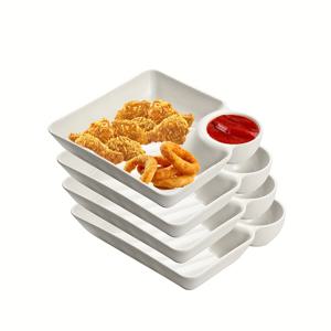 TEMU 4pcs 플라스틱 만두 접시 세트, 소스 공간 포함 | 분할된 스시/칩스/딥 플레이스 | 주방/식당/야외/기숙사/파티용 - /만두/튀김치킨/디저트에 적합, 식기세척기 및 전자레인지 사용 가능