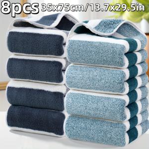 TEMU 8pcs 욕실 수건 세트, 35*75cm/*29.5in 두꺼운 코랄 플리스 수건, 마이크로파이버, 다양한 색상, 흡수력, 빠른 건조, 부드럽고 편안함, 욕실, 샤워, 호텔, 체육관 및 스파에 적합|수건|샤워타올|샤워커튼