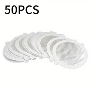 TEMU 50개 샤워 배수구 머리카락 방지 스티커 세트, 주방 및 욕실용 메쉬 필터 스틱, 방수 PP 소재