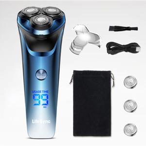 TEMU LifeSync 남자 전기면도기 3헤드 생활방수 건식 습식 면도 트리머 포함 FK373