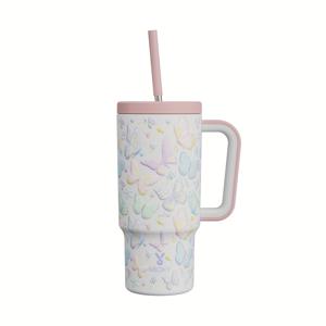 TEMU Meoky 24oz 스테인리스 스틸 단열 텀블러, 뚜껑 및 빨대 포함 - 누수 방지, BPA 프리, 야외 모험, 캠핑, 하이킹 및 여행에 이상적|텀블러