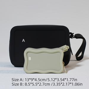 TEMU 2pcs 실리콘 보관 사각 가방 세탁 가방 휴대용 손목 디지털 보관 가방 립스틱 이어폰 동전 지갑 노인
