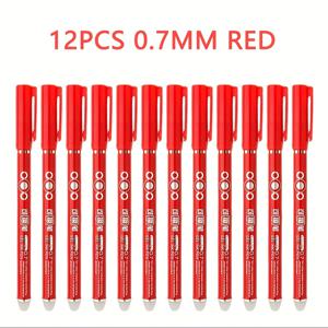 TEMU 12개 지울 수 있는 라운드 볼펜 지울 수 있는 0.7mm 롤러 볼펜 지울 수 있는 젤 펜 지우개 펜 학교 용품 사무용품 학생용