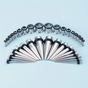 TEMU 36개 스테인리스 스틸 귀걸이 튜널 피어싱 도구 이어 게이지 플레시 테이퍼 확장 세트 바디 주얼리 키트 14G-00G