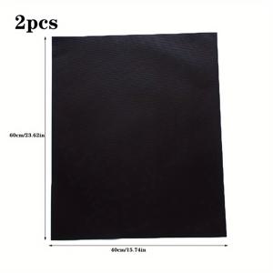 TEMU 2개입 논스틱 바비큐 그릴 매트, 고온 내성, 쉽게 청소 가능, 야외 캠핑 및 요리용 재사용 가능, 식품 안전 테플론 소재, 블랙, 그릴 액세서리