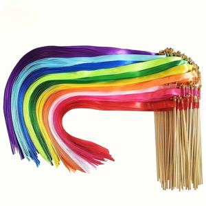 TEMU 20개 이중 레이어 리본 요정 지팡이 - 내구성 있는 플라스틱, 깃털 없음, 전기 필요 없는 파티 스트리머, 생일 및 모든 축하 행사용, 요정 파티 장식, 할로윈 장식, 크리스마스 장식, 화려한 파티 액세서리, 깃털 없는 디자인, 이벤트 소품, 휴일 쇼핑