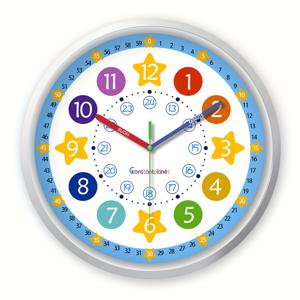 TEMU 8인치 모던 플라스틱 별색 숫자 교육 벽시계 - 배터리 작동, 조용한, 거실, 침실, 집, 학교, 미적 방 교실 장식용 걸이 시계, 크리스마스 졸업 시즌 선물 (배터리 미포함)