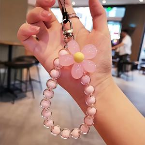 TEMU 새로운, 튼튼하고 휴대용으로 사용할 수 있는 맥아론 색상의 손수 짠 비즈 꽃이 있는 손실 방지 란약. 휴대 전화 체인에는 손목 줄과 컬러풀한 비즈가 있는 손가락 디자인이 포함되어 있습니다. 창의적인 사용자를 위한 완벽한 제품입니다.