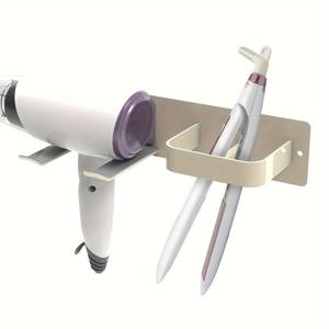 TEMU 스테인리스 스틸 헤어 드라이어 & 컬링 아이언 거치대 - 벽걸이 욕실 정리대, 스타일링 도구용, 미용실 액세서리 도킹 , 1개
