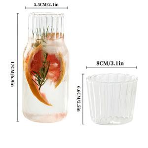 TEMU 1개/2개 고온에 강한 유리 수직 줄무늬 냉수 냄비 600ml 대용량 1인용 주스 보온 냉수 냄비